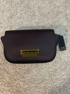 ZAC Zac Posen Plum Leather Crossbody with Gold Hardware